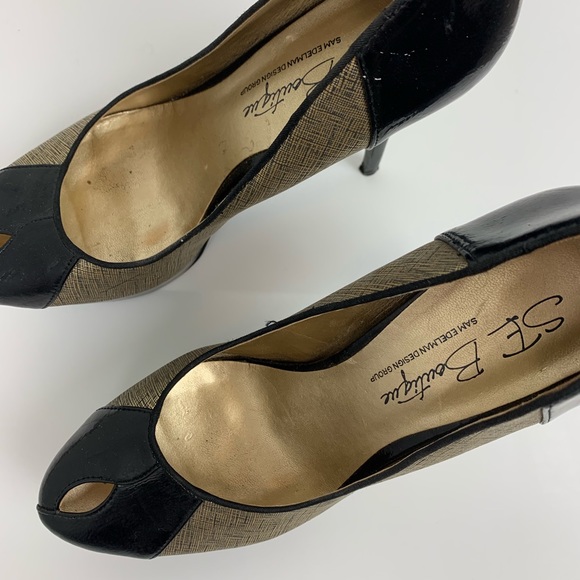 Sam Edelman Peep-Toe Gold & Black Heels 9.5 - Picture 4 of 7